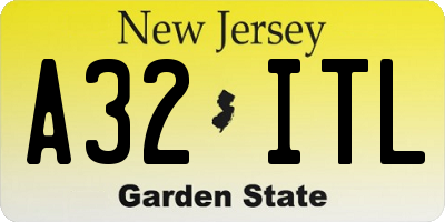 NJ license plate A32ITL