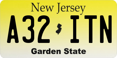 NJ license plate A32ITN