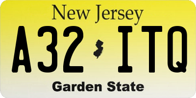 NJ license plate A32ITQ