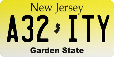 NJ license plate A32ITY