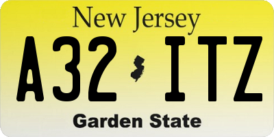 NJ license plate A32ITZ