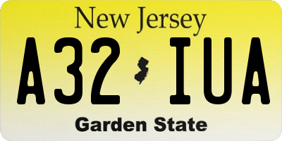 NJ license plate A32IUA