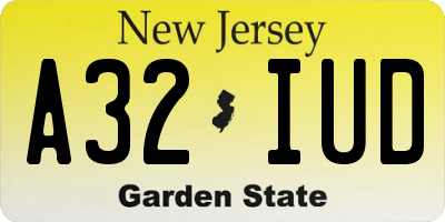 NJ license plate A32IUD