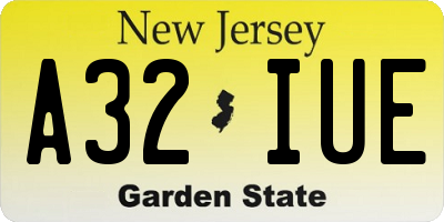 NJ license plate A32IUE