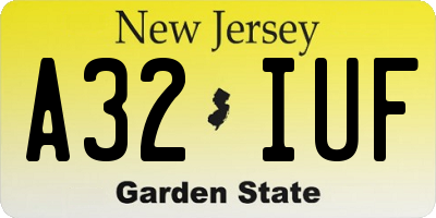 NJ license plate A32IUF