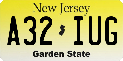 NJ license plate A32IUG
