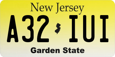 NJ license plate A32IUI