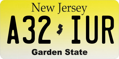 NJ license plate A32IUR