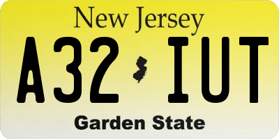 NJ license plate A32IUT