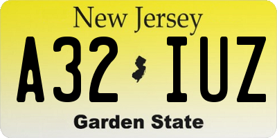 NJ license plate A32IUZ