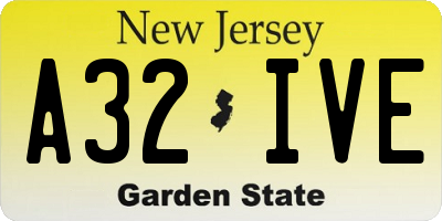 NJ license plate A32IVE