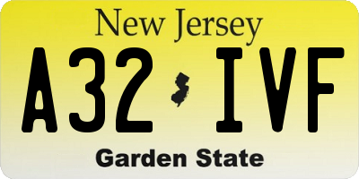 NJ license plate A32IVF