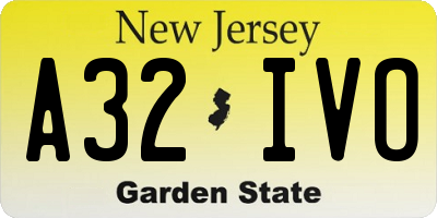 NJ license plate A32IVO