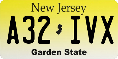 NJ license plate A32IVX