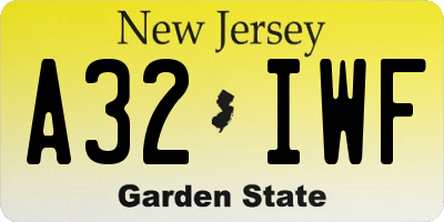 NJ license plate A32IWF