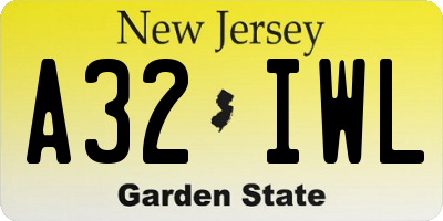 NJ license plate A32IWL