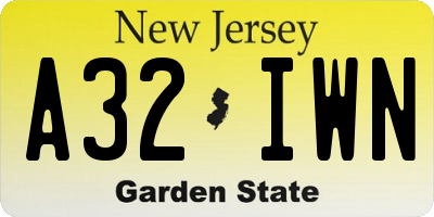 NJ license plate A32IWN