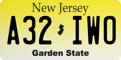 NJ license plate A32IWO