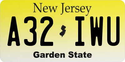 NJ license plate A32IWU