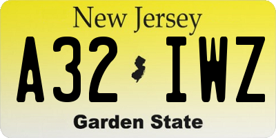 NJ license plate A32IWZ