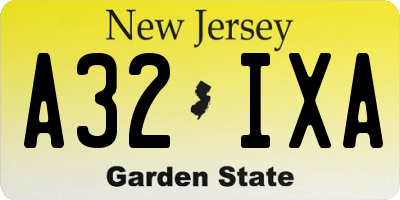 NJ license plate A32IXA