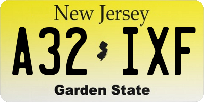 NJ license plate A32IXF