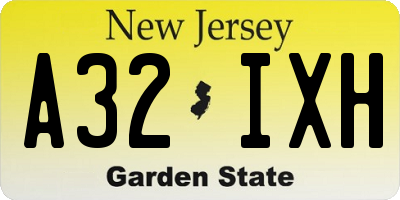 NJ license plate A32IXH