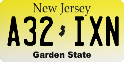 NJ license plate A32IXN