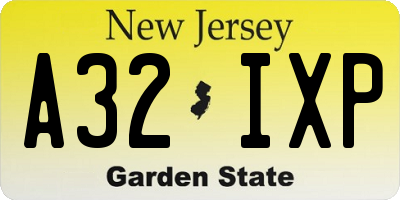 NJ license plate A32IXP