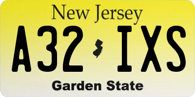 NJ license plate A32IXS
