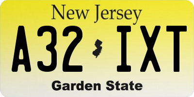 NJ license plate A32IXT