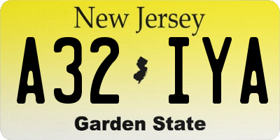 NJ license plate A32IYA