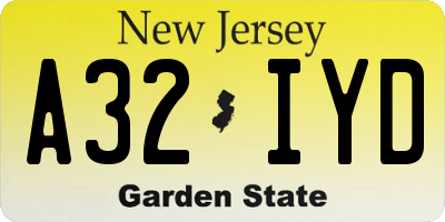 NJ license plate A32IYD
