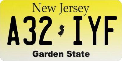 NJ license plate A32IYF