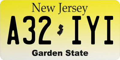 NJ license plate A32IYI