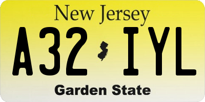 NJ license plate A32IYL