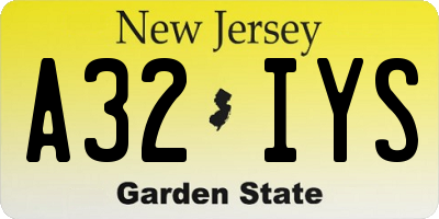 NJ license plate A32IYS
