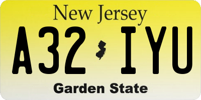 NJ license plate A32IYU