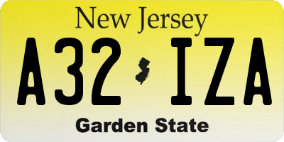 NJ license plate A32IZA