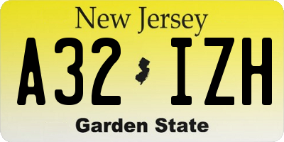 NJ license plate A32IZH