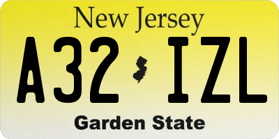 NJ license plate A32IZL