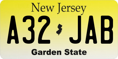 NJ license plate A32JAB