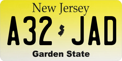 NJ license plate A32JAD