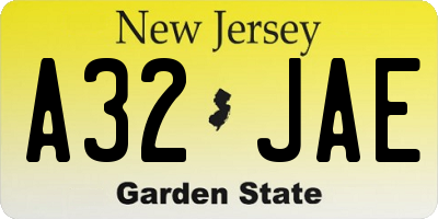 NJ license plate A32JAE