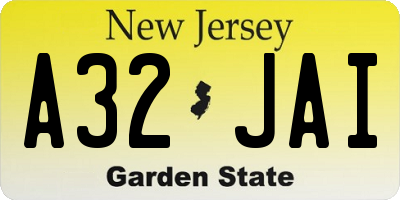 NJ license plate A32JAI