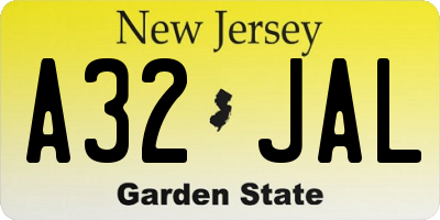 NJ license plate A32JAL