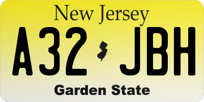 NJ license plate A32JBH