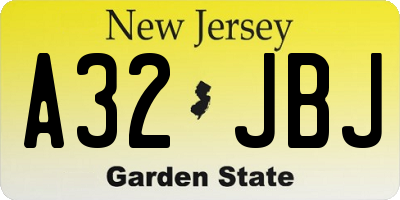 NJ license plate A32JBJ