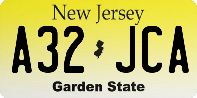 NJ license plate A32JCA