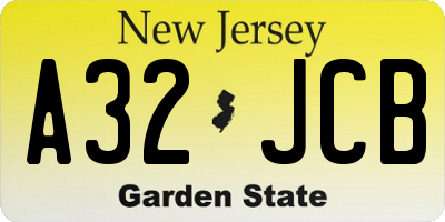 NJ license plate A32JCB